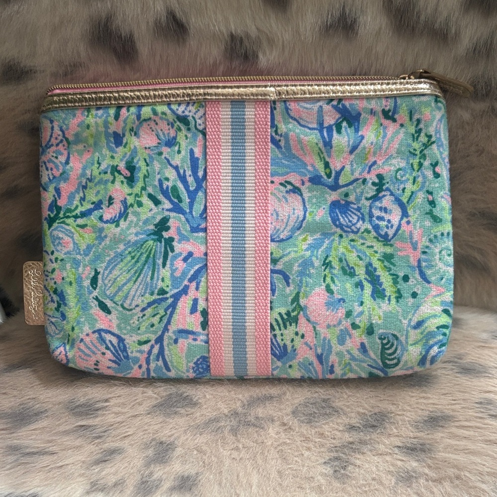 Lilly Pulitzer Floral Cosmetic Bag in Pink and Blue